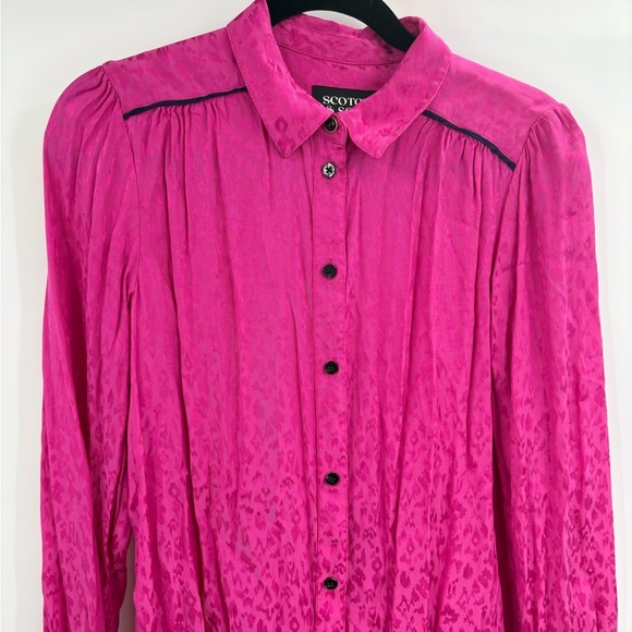 Scotch And Soda Women’s Slim Fitted Pipped Pink Button Up Blouse Size Medium(8) - Picture 4 of 16